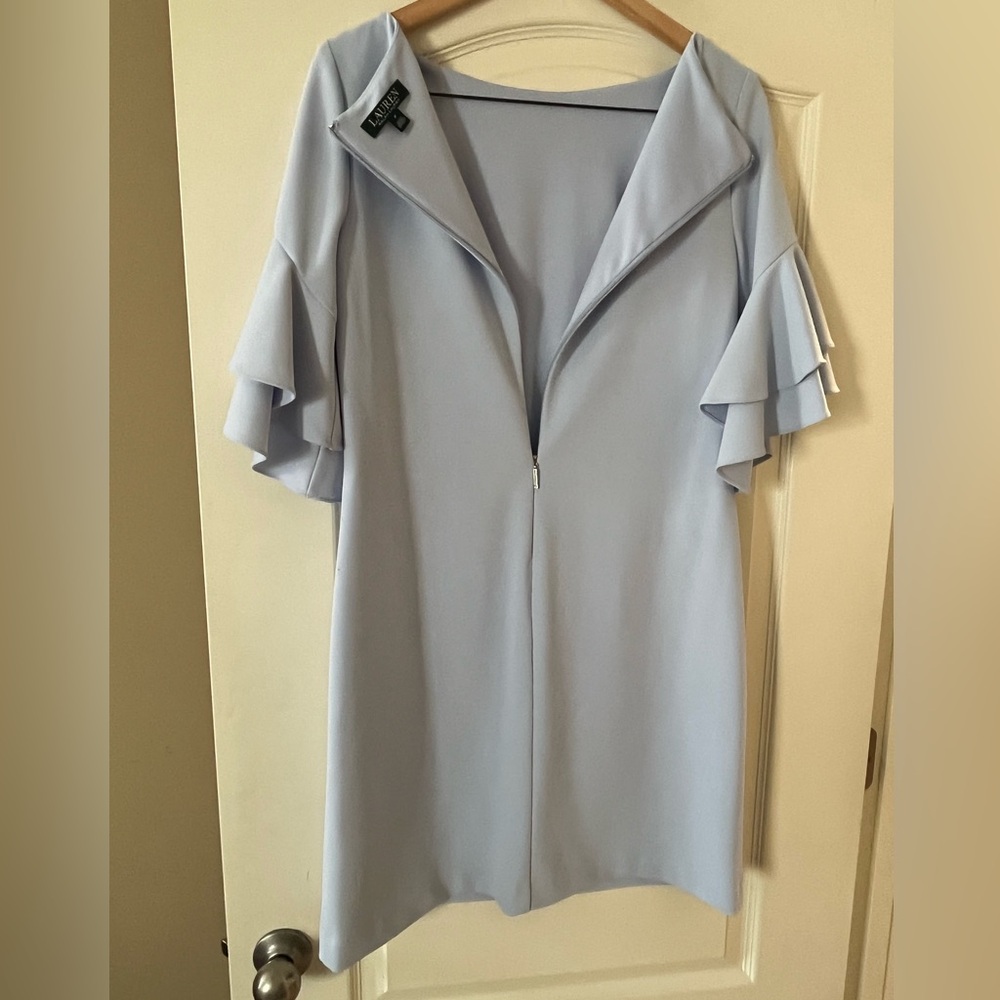 Lauren Ralph Lauren Light Blue Ruffle Sleeve Dress Women’s Size 8 - Picture 5 of 15